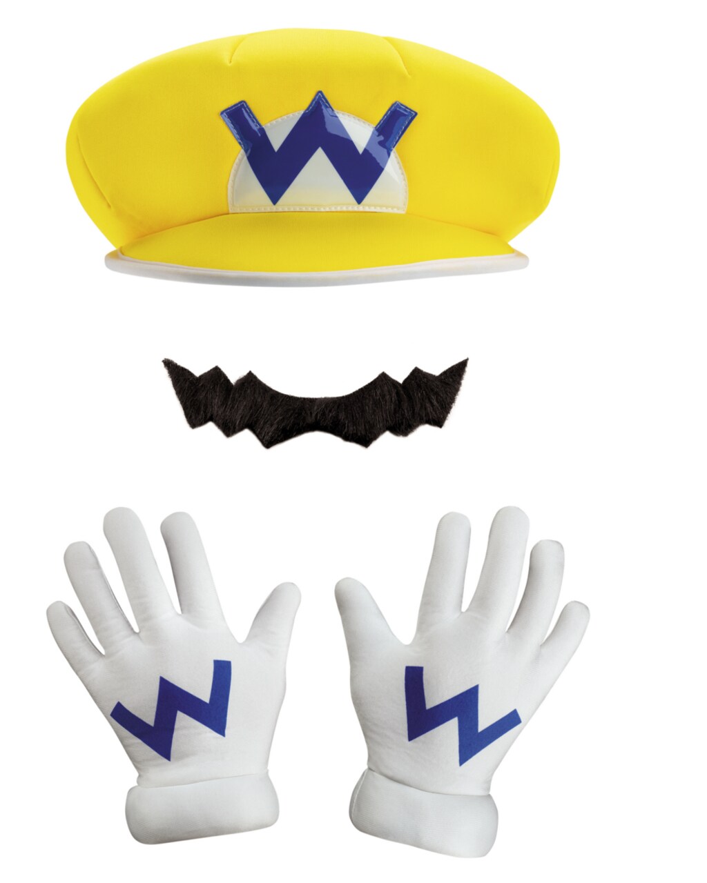 Adult's Super Mario Brothers Wario Hat Mustache And Gloves Kit Costume Accessory